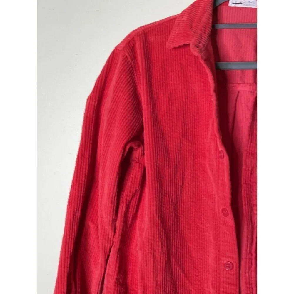 Free People CP Shades Oversized Corduroy Button-down Red Shirt Sz XS NEW $188